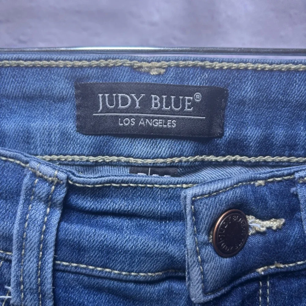 Judy Blue Jeans Womens 7/28 Blue Denim Skinny Distressed Leopard Stretch Pants
